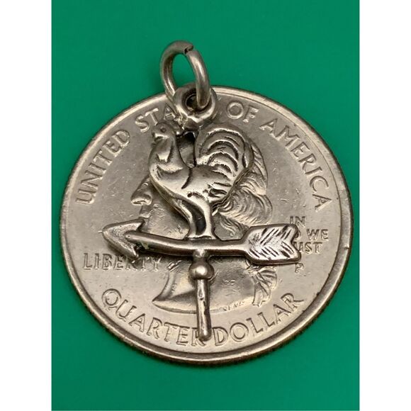 Rooster Weathervane Sterling Silver Jewelry Charm #farm - Picture 3 of 3